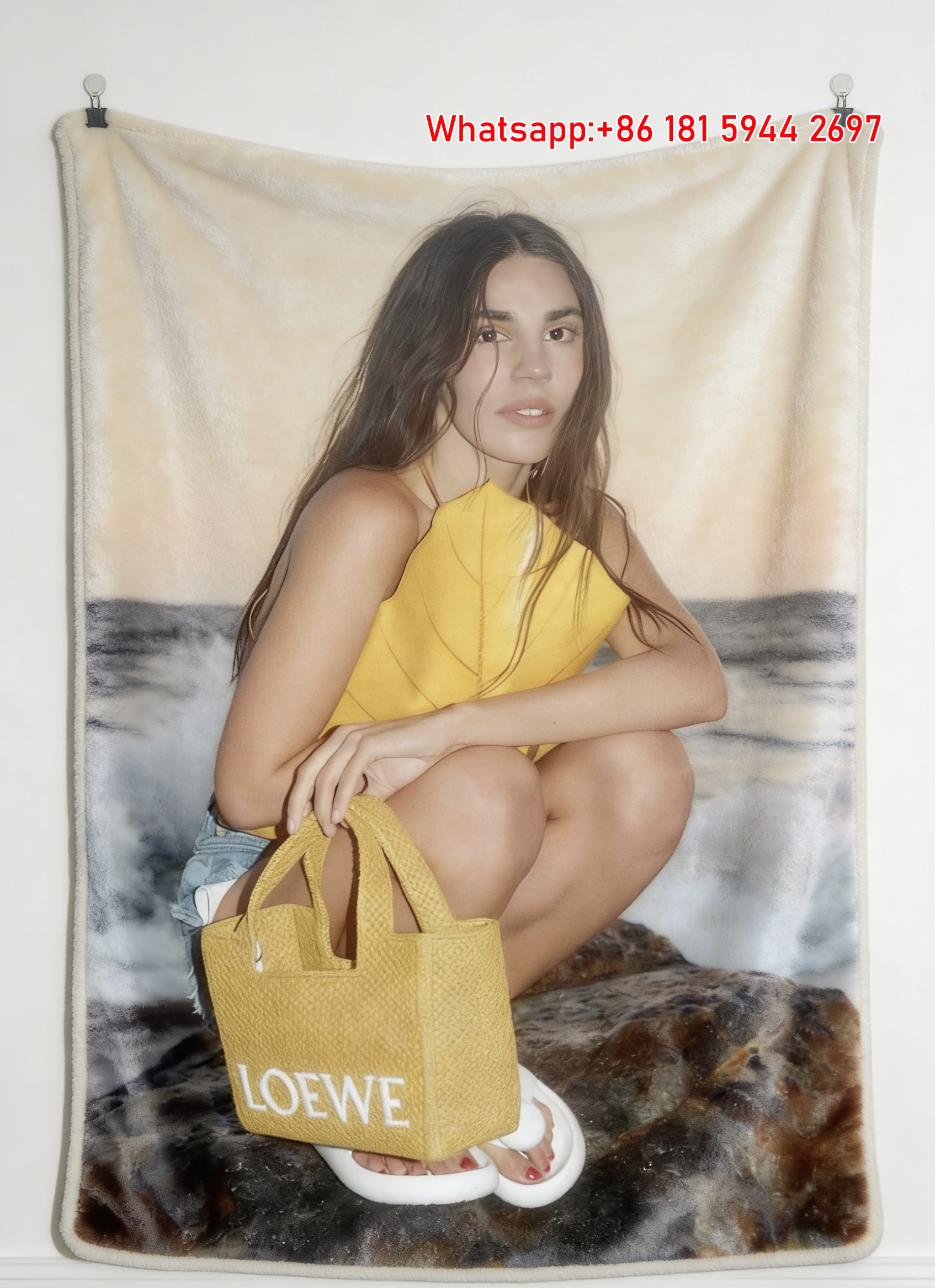 LOEWE Beach Campaign Flannel Fleece Throw Blanket L325